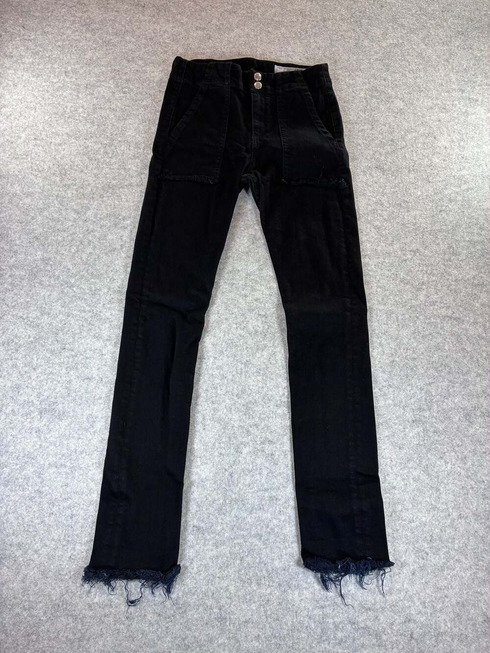 Rag & Bone Black Fringe Hem Skinny Jeans Size 24 witchy